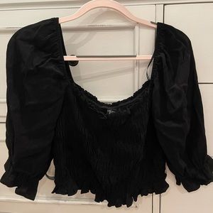 black ruffle sleeve top
